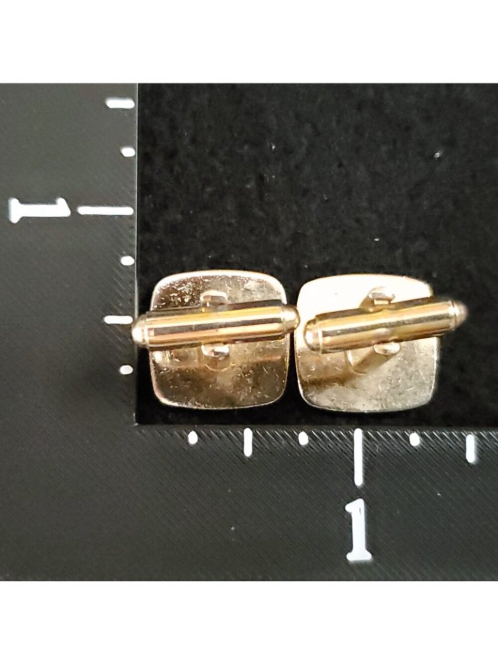 Vintage Initial Letter J Cufflinks Monogram Gold Tone Black Enamel 5/8" - Picture 6 of 6